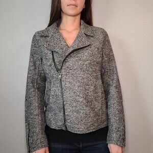 Tahari Wool Blend Zip Up Motorcycle Jacket Women's Size Small